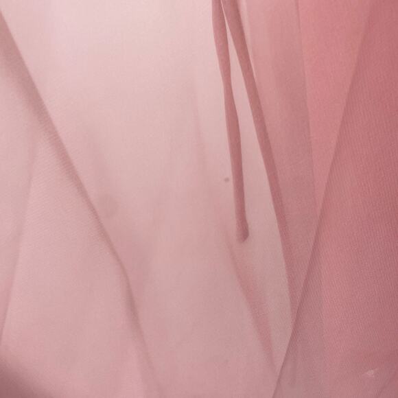 Vintage 70s Chiffon Puff Sleeve Ruffle Off Shoulder Midi Dress Fit Flare Pink 4 - Picture 9 of 10